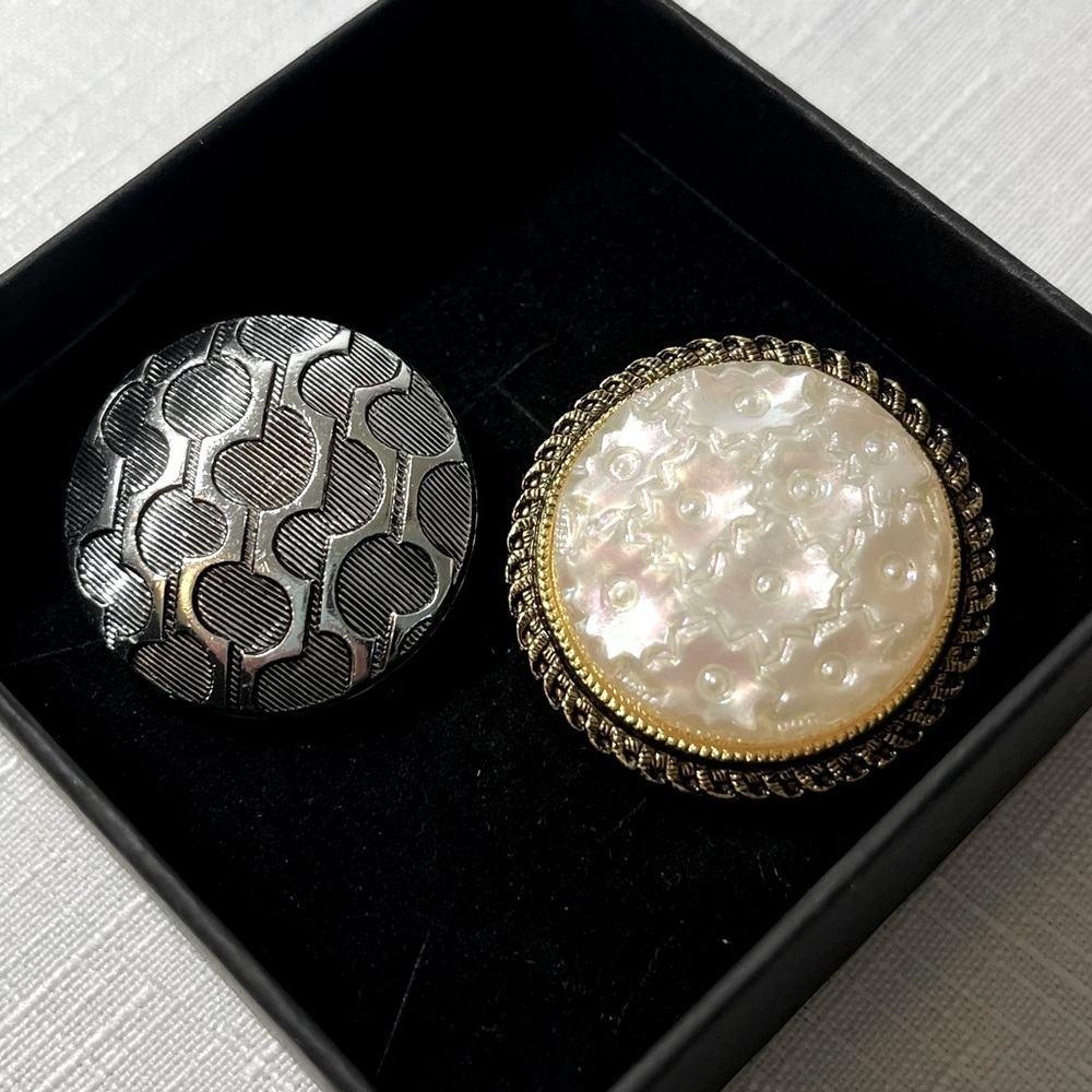 Vintage Scarf Clips. Gold and silver tone. Set of 2
